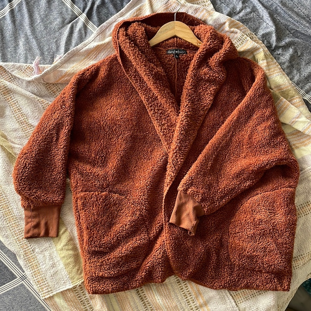 Hooded Teddy Jacket/Poncho With no Zipper | L